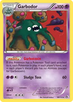 Garbodor Holo Pokemon card from Legendary Treasures