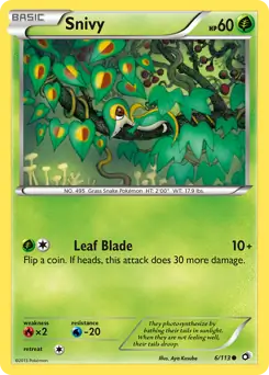 Snivy Pokemon card from Legendary Treasures