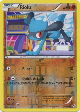 Riolu Reverse Holo Pokemon card from Legendary Treasures