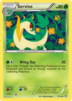 Servine Pokemon card from Legendary Treasures