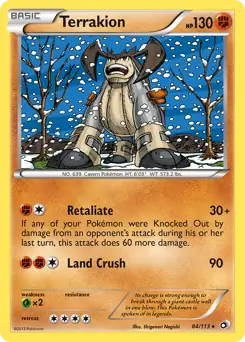 Terrakion Holo Pokemon card from Legendary Treasures
