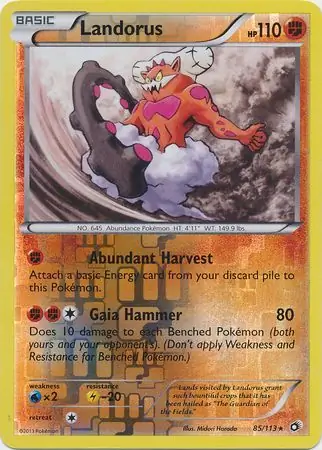 Landorus Reverse Holo Pokemon card from Legendary Treasures