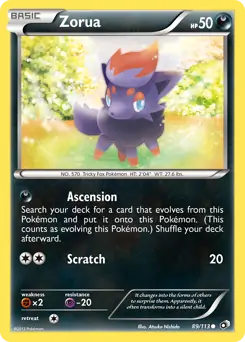 Zorua Pokemon card from Legendary Treasures
