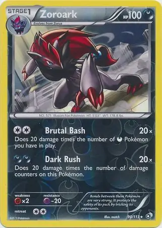 Zoroark Reverse Holo Pokemon card from Legendary Treasures