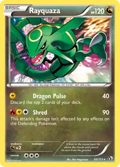 Rayquaza Holo Pokemon card from Legendary Treasures