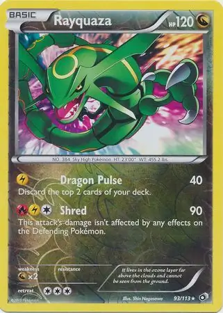 Rayquaza Reverse Holo Pokemon card from Legendary Treasures