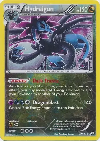 Hydreigon Reverse Holo Pokemon card from Legendary Treasures