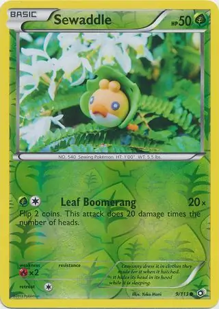 Sewaddle Reverse Holo Pokemon card from Legendary Treasures