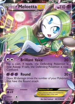 Meloetta EX Pokemon card from Legendary Treasures Radiant Collection