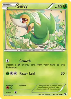 Snivy Pokemon card from Legendary Treasures Radiant Collection