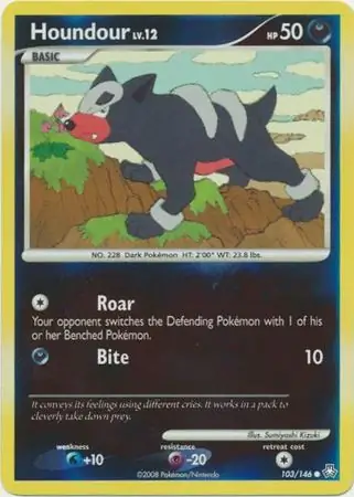 Houndour Reverse Holo Pokemon card from Legends Awakened