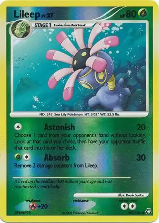 Lileep Reverse Holo Pokemon card from Legends Awakened