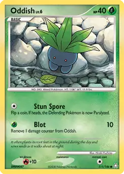 Oddish Pokemon card from Legends Awakened