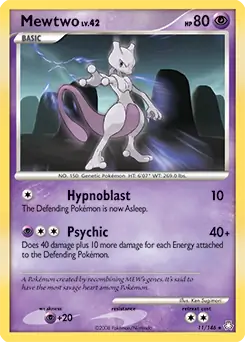 Mewtwo Holo Pokemon card from Legends Awakened
