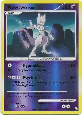 Mewtwo Reverse Holo Pokemon card from Legends Awakened