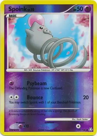 Spoink Reverse Holo Pokemon card from Legends Awakened