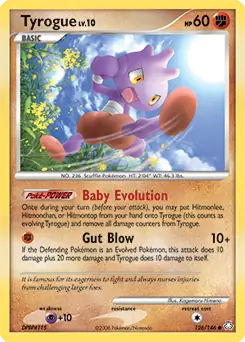 Tyrogue Pokemon card from Legends Awakened
