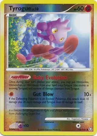 Tyrogue Reverse Holo Pokemon card from Legends Awakened