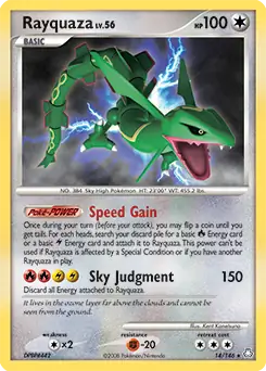 Rayquaza Holo Pokemon card from Legends Awakened