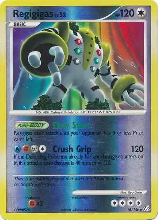 Regigigas Reverse Holo Pokemon card from Legends Awakened