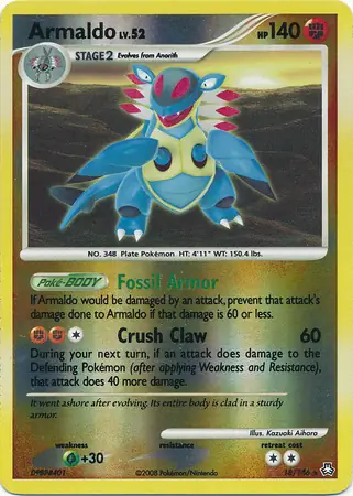 Armaldo Reverse Holo Pokemon card from Legends Awakened