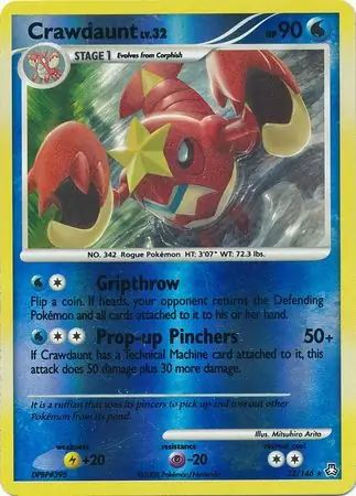 Crawdaunt Reverse Holo Pokemon card from Legends Awakened