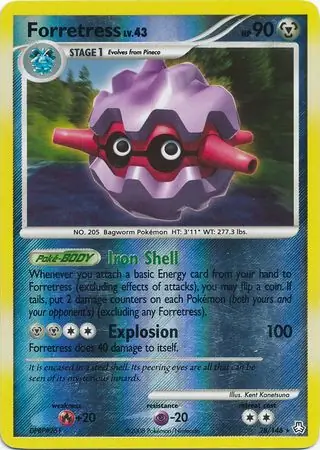 Forretress Reverse Holo Pokemon card from Legends Awakened