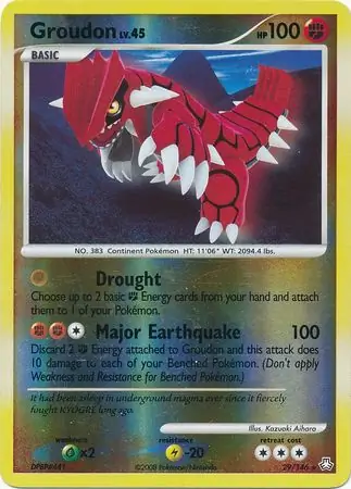 Groudon Reverse Holo Pokemon card from Legends Awakened