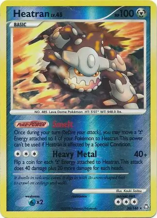 Heatran Reverse Holo Pokemon card from Legends Awakened
