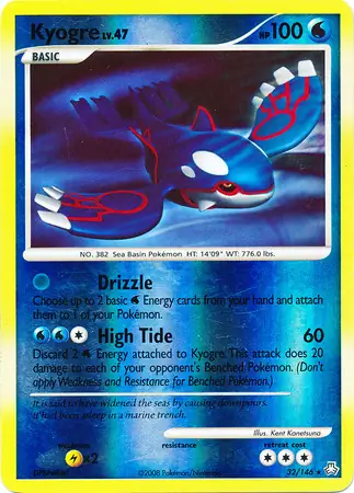 Kyogre Reverse Holo Pokemon card from Legends Awakened