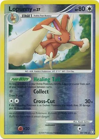 Lopunny Reverse Holo Pokemon card from Legends Awakened