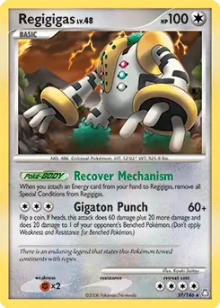 Regigigas Pokemon card from Legends Awakened