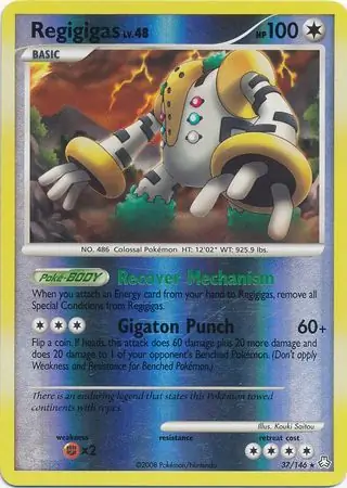 Regigigas Reverse Holo Pokemon card from Legends Awakened