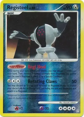 Registeel Reverse Holo Pokemon card from Legends Awakened