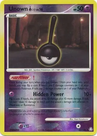 Unown Reverse Holo Pokemon card from Legends Awakened