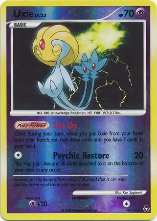Uxie Reverse Holo Pokemon card from Legends Awakened