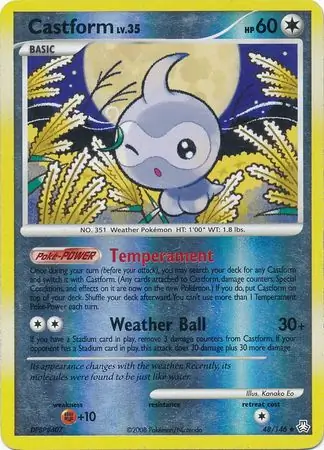 Castform Reverse Holo Pokemon card from Legends Awakened