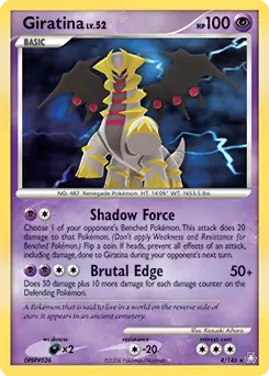 Giratina Holo Pokemon card from Legends Awakened