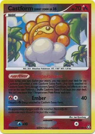 Castform Sunny Form Reverse Holo Pokemon card from Legends Awakened