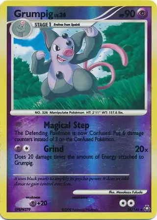 Grumpig Reverse Holo Pokemon card from Legends Awakened