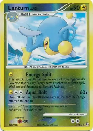 Lanturn Reverse Holo Pokemon card from Legends Awakened