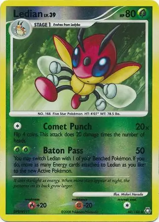 Ledian Reverse Holo Pokemon card from Legends Awakened