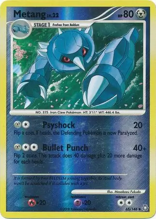 Metang Reverse Holo Pokemon card from Legends Awakened