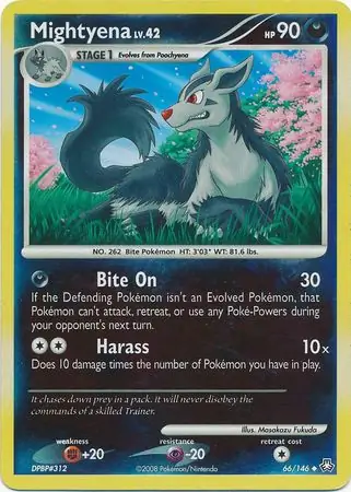 Mightyena Reverse Holo Pokemon card from Legends Awakened