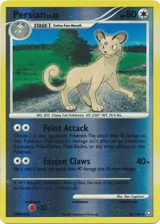 Persian Reverse Holo Pokemon card from Legends Awakened