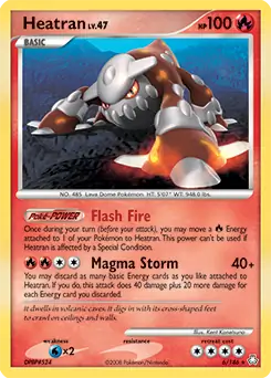 Heatran Holo Pokemon card from Legends Awakened