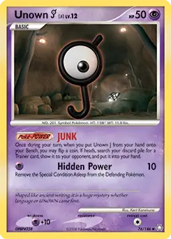 Unown Pokemon card from Legends Awakened