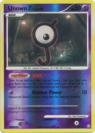 Unown Reverse Holo Pokemon card from Legends Awakened