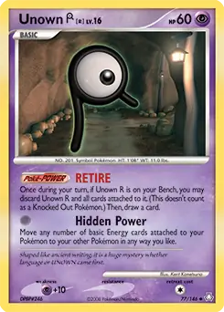 Unown (R) Pokemon card from Legends Awakened