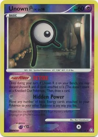 Unown Reverse Holo Pokemon card from Legends Awakened
